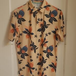 Jetty Men's Floral Shirt - Butter Yellow and Blue